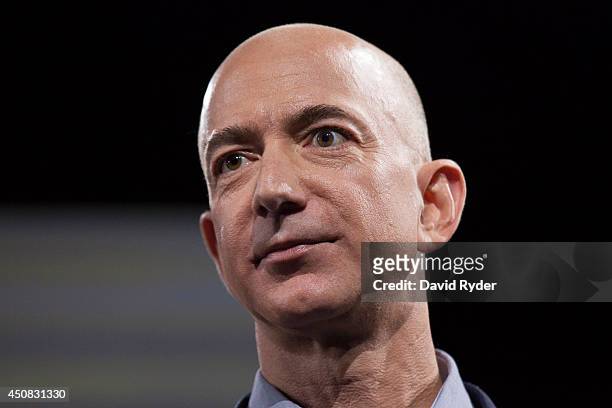 Amazon.com founder and CEO Jeff Bezos presents the company's first smartphone, the Fire Phone, on June 18, 2014 in Seattle, Washington. The...