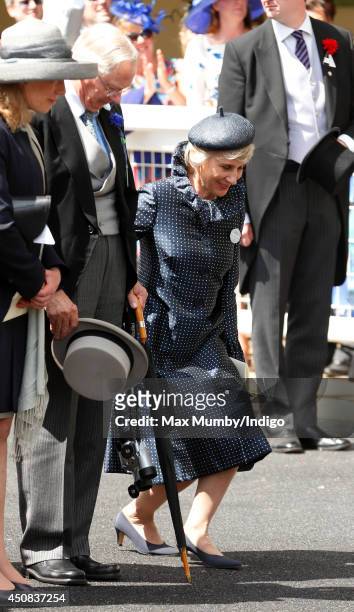 Prince Richard, Duke of Gloucester and Birgitte, Duchess of Gloucester bow and curtsey to Queen Elizabeth II as she passes by in her carriage on Day...