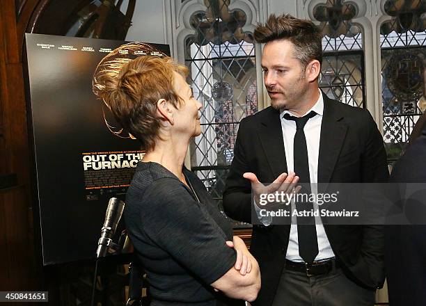 Naomi Foner and Scott Cooper attend a luncheon celebrating the release of "Out Of The Furnace" at Explorers Club on November 20, 2013 in New York...