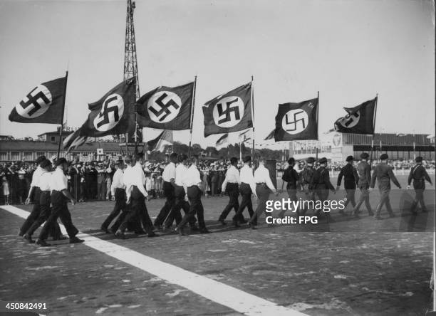 Hitler Youth recruits in a Nazi Party parade prior to World War Two, Berlin, Germany, June 12th 1932.