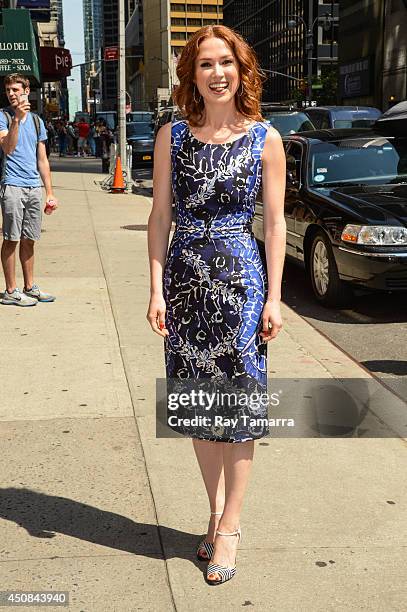 Actress Ellie Kemper enters the "Late Show With David Letterman" taping at the Ed Sullivan Theater on June 18, 2014 in New York City.