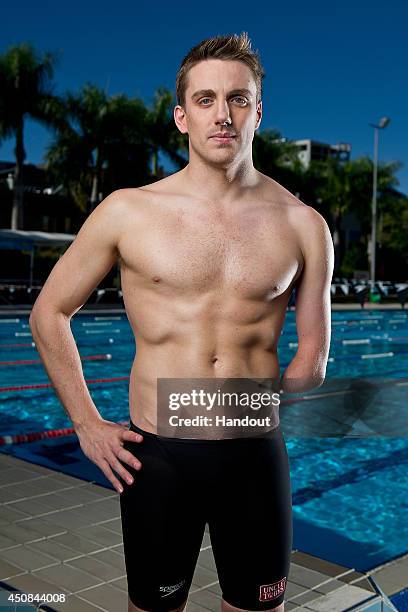 In this handout image provided by Uncle Tobys, Matt Cowdrey poses during a portrait session at the Valley Pool on June 2, 2014 in Brisbane, Australia.