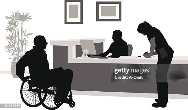 wheelchair - waiting room clinic stock illustrations
