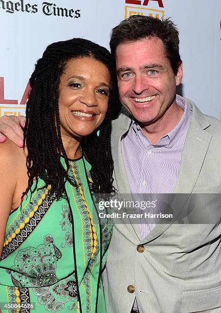 Composer Kathryn Bostic and Film Independent Pesident Josh Welsh attend the premiere of "Dear White People" during the 2014 Los Angeles Film Festival...