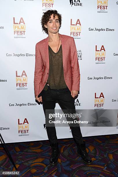 Actor Robert Sheehan attends the premiere of "The Road Within" during the 2014 Los Angeles Film Festival at Regal Cinemas L.A. Live on June 18, 2014...