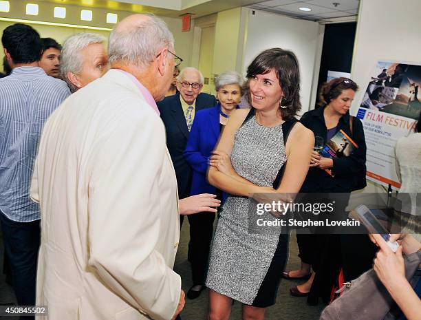 Director Madeleine Sackler speaks to guests at a special screening of HBO's "Dangerous Acts Starring The Unstable Elements of Belarus" at Walter...