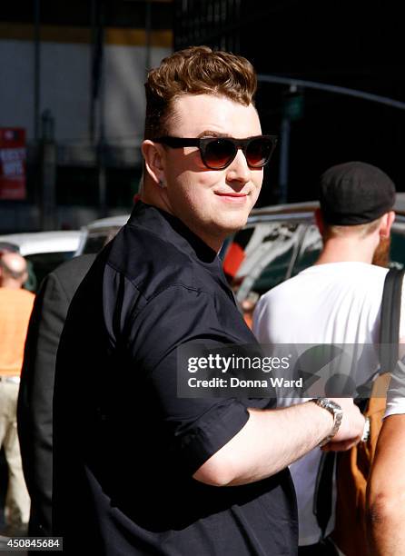 Sam Smith leaves the "Late Show with David Letterman" at Ed Sullivan Theater on June 18, 2014 in New York City.