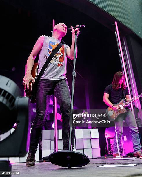 Singer Isaac Slade of The Fray perform on stage at Malkin Bowl at Stanley Park on June 18, 2014 in Vancouver, Canada.