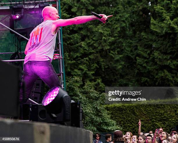 Singer Isaac Slade of The Fray perform on stage at Malkin Bowl at Stanley Park on June 18, 2014 in Vancouver, Canada.