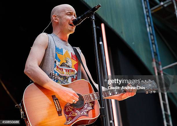 Singer Isaac Slade of The Fray perform on stage at Malkin Bowl at Stanley Park on June 18, 2014 in Vancouver, Canada.