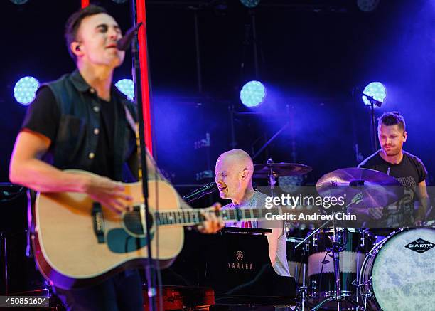 Singer Isaac Slade of The Fray perform on stage at Malkin Bowl at Stanley Park on June 18, 2014 in Vancouver, Canada.