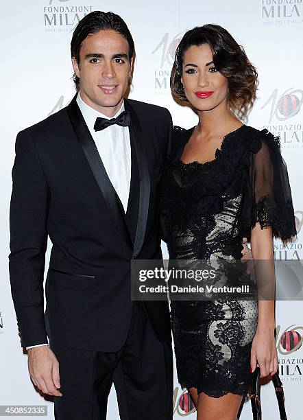 Alessandro Matri and Federica Nargi attend the Fondazione Milan 10th Anniversary Gala on November 20, 2013 in Milan, Italy.