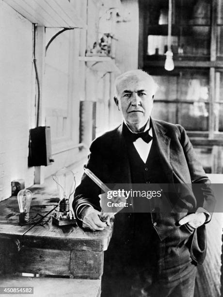 Undated file portrait of American inventor Thomas Alva Edison , who created great innovations as the electric light bulb and the phonograph.