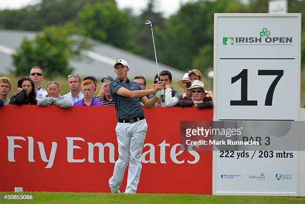 June 19 : Matthew Fitzpatrick of England in action during the first round of The Irish Open at Fota Island resort on June 19, 2014 in Cork, Ireland.