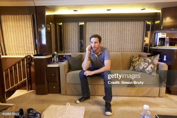 Ford EcoBoost 400: Portrait of Jimmie Johnson casual in his RV after winning Sprint Cup Series championship at Homestead-Miami Speedway. Behind the...