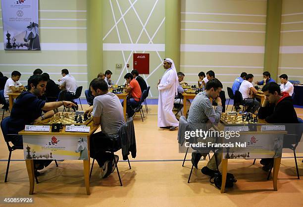 Player compete during the FIDE World Rapid & Blitz Chess Championships 2014 at Dubai Chess and Culture Club on June 19, 2014 in Dubai, United Arab...