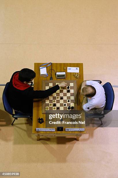 Ian Nepomniachtchi of Russia plays against Milov Vadim of Switzerland during the FIDE World Rapid & Blitz Chess Championships 2014 at Dubai Chess and...