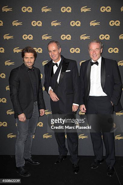 Bixente Lizarazu, Xavier Romatet and Christophe Chenut attend the 'GQ Men of the year awards 2013' at Museum d'Histoire Naturelle on November 20,...