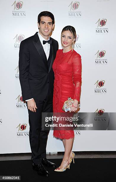 Ricardo Kaka and Caroline Celico attend Fondazione Milan 10th Anniversary Gala on November 20, 2013 in Milan, Italy.