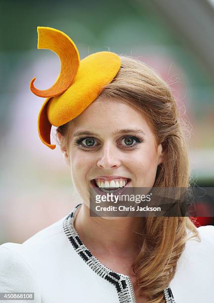 Princess Beatrice of York is seen about to present the Ribblesdale Stakes trophy during day three of Royal Ascot at Ascot Racecourse on June 19, 2014...