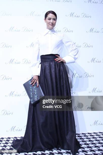 Mary Ma attends Miss Dior exhibition at Shanghai Urban Sculpture Center on June 19, 2014 in Shanghai, China.