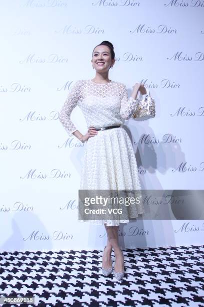 Actress Zhang Ziyi attends Miss Dior exhibition at Shanghai Urban Sculpture Center on June 19, 2014 in Shanghai, China.