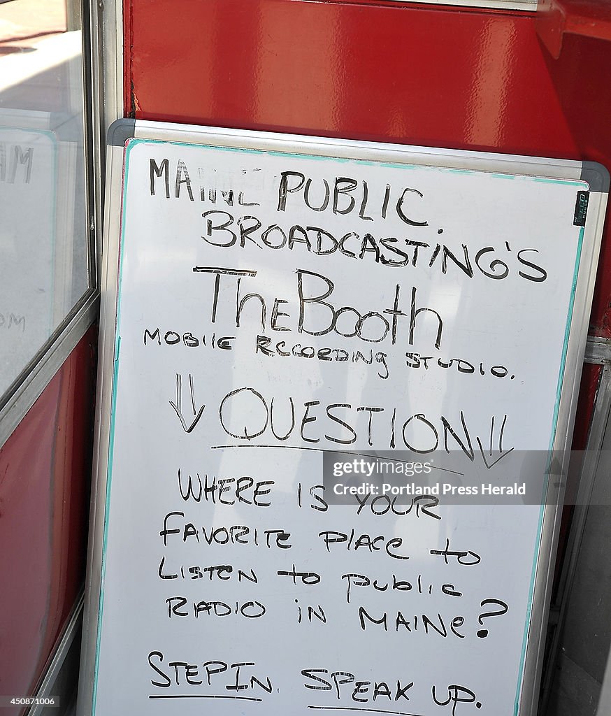 MPBN puts a phone booth in Canal Plaza to elicit suggestions to improve Portland as part of a Create Your City event