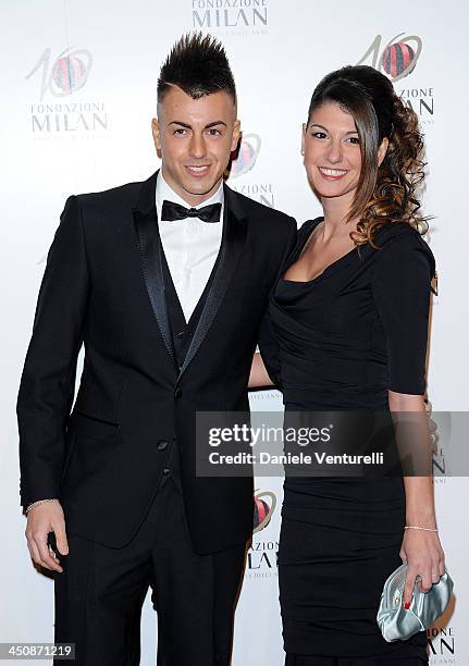 Stephan El Shaarawy and Ester Giordano attend Fondazione Milan 10th Anniversary Gala on November 20, 2013 in Milan, Italy.