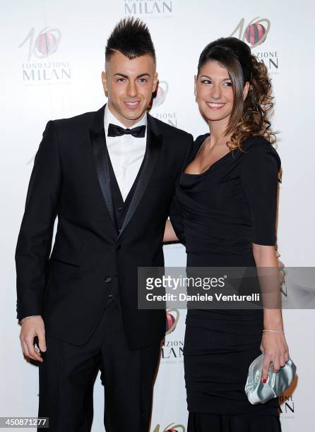 Stephan El Shaarawy and Ester Giordano attend Fondazione Milan 10th Anniversary Gala on November 20, 2013 in Milan, Italy.