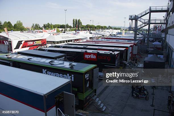 General view of the paddock on June 19, 2014 in Misano Adriatico, Italy.
