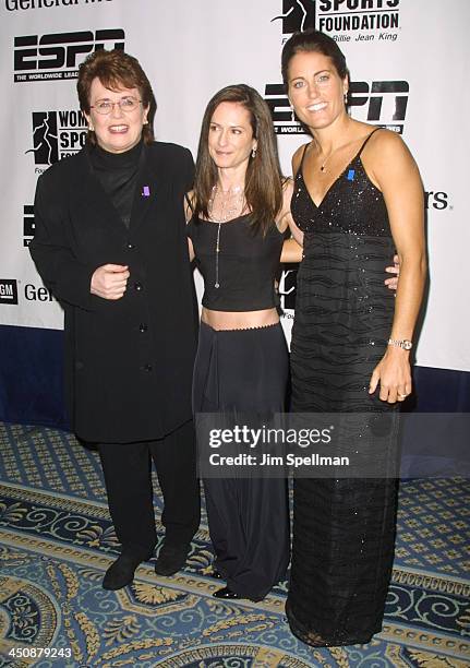 Billie Jean King & Holly Hunter & Julie Foudy during 22nd Annual Salute To Women In Sports Gala at Waldorf Astoria Hotel in New York City, New York,...