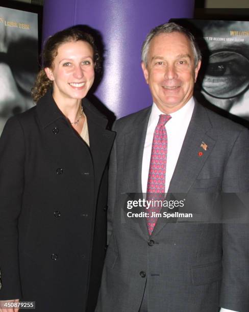 Michael R. Bloomberg with his daughter Emma during New York Premiere Of Focus at AMC Empire 25 in New York City, New York, United States.