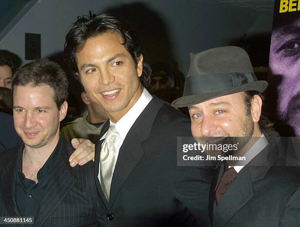 John Penotti, Benjamin Bratt & Fisher Stevens during Pinero New York Premiere at Loews Village Theater in New York City, New York, United States.