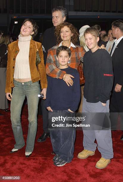 Susan Sarandon, Tim Robbins & their children during The Lord Of The Rings - The Fellowship Of The Ring - New York Premiere at The Ziegfeld Theater in...