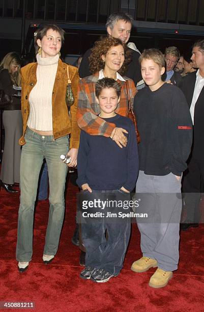 Susan Sarandon, Tim Robbins & their children during The Lord Of The Rings - The Fellowship Of The Ring - New York Premiere at The Ziegfeld Theater in...
