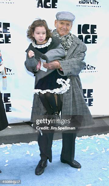 Tony Randall & his daughter during World Premiere Of Ice Age at Radio City Music Hall in New York City, New York, United States.