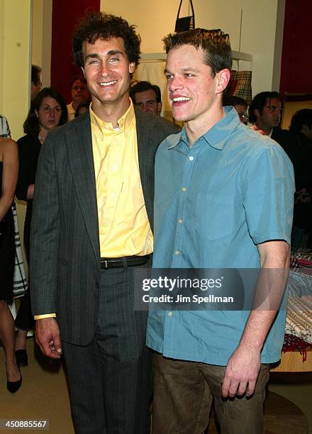 Director Doug Liman & Matt Damon during New York Special Party for The Bourne Identity to Benefit the Legal Action Fund at Burberry in New York City,...