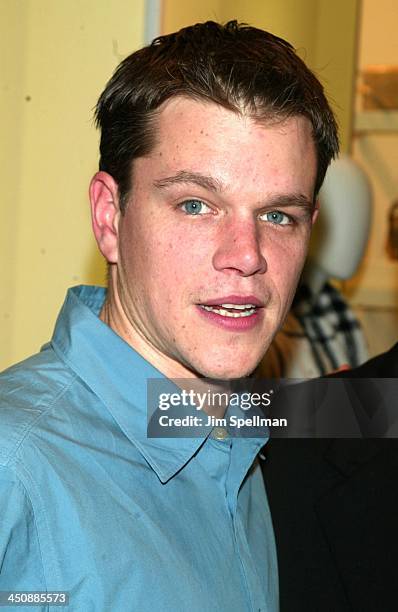 Matt Damon during New York Special Party for The Bourne Identity to Benefit the Legal Action Fund at Burberry in New York City, New York, United...