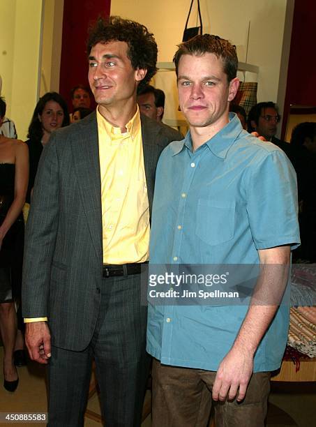 Director Doug Liman & Matt Damon during New York Special Party for The Bourne Identity to Benefit the Legal Action Fund at Burberry in New York City,...