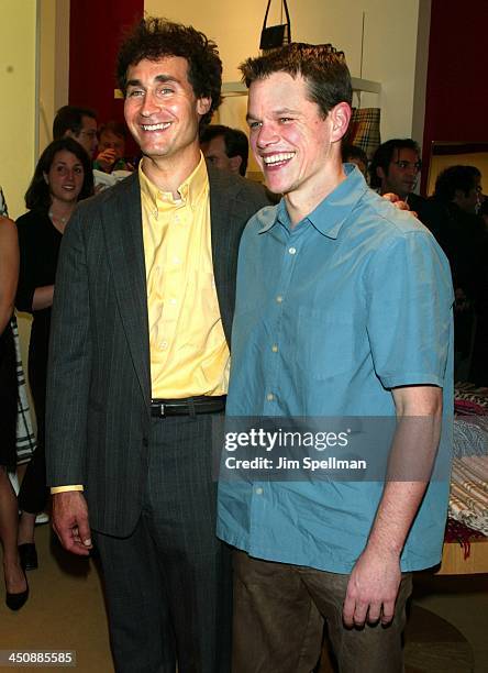 Director Doug Liman & Matt Damon during New York Special Party for The Bourne Identity to Benefit the Legal Action Fund at Burberry in New York City,...