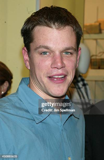 Matt Damon during New York Special Party for The Bourne Identity to Benefit the Legal Action Fund at Burberry in New York City, New York, United...