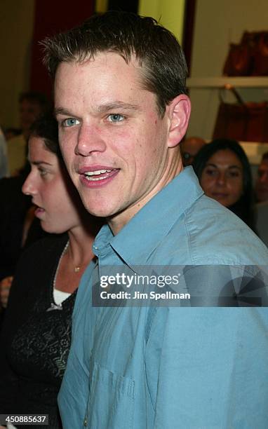 Matt Damon during New York Special Party for The Bourne Identity to Benefit the Legal Action Fund at Burberry in New York City, New York, United...