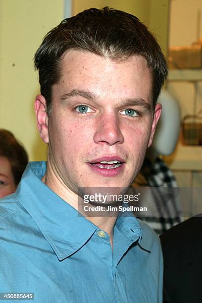 Matt Damon during New York Special Party for The Bourne Identity to Benefit the Legal Action Fund at Burberry in New York City, New York, United...