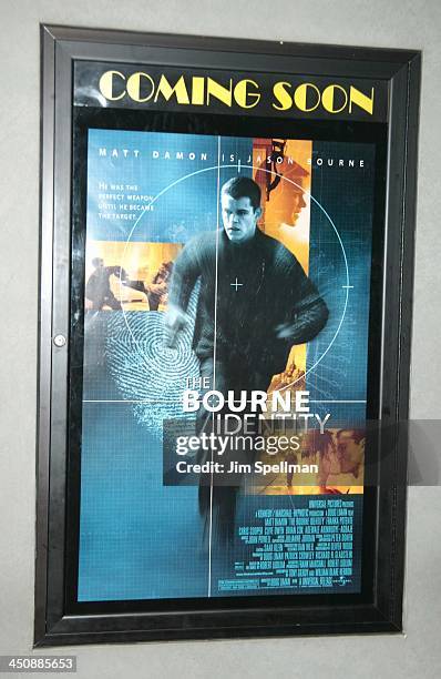 The Bourne Identity poster during New York Screening of The Bourne Identity Hosted by Universal & Hypnotic at Sutton Theater in New York City, New...