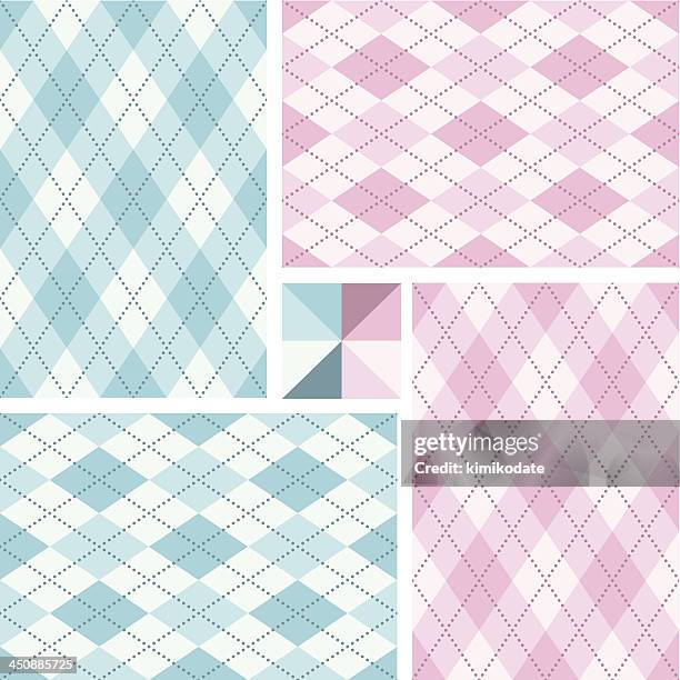 bildbanksillustrationer, clip art samt tecknat material och ikoner med newborn argyle seamless pattern set - golfrutemönster