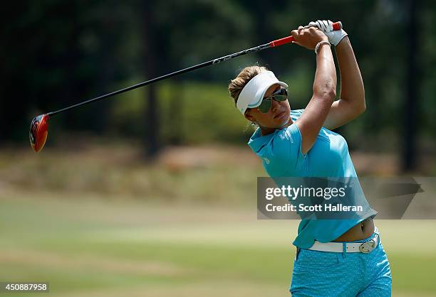 Amy Boulden of Wales hits her tee shot on the second hole during the first round of the 69th U.S. Women's Open at Pinehurst Resort & Country Club,...