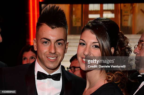 Stephan El Shaarawy and Ester Giordano attend the Fondazione Milan 10th Anniversary Gala on November 20, 2013 in Milan, Italy.