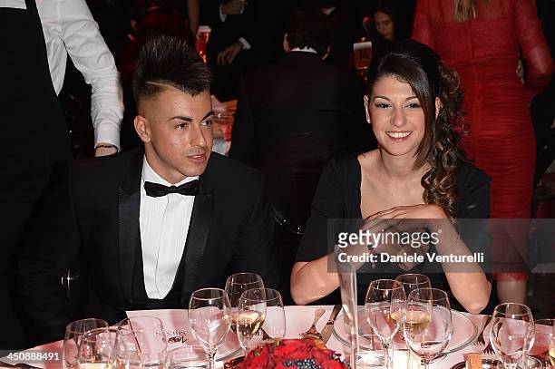 Stephan El Shaarawy and Ester Giordano attend the Fondazione Milan 10th Anniversary Gala on November 20, 2013 in Milan, Italy.