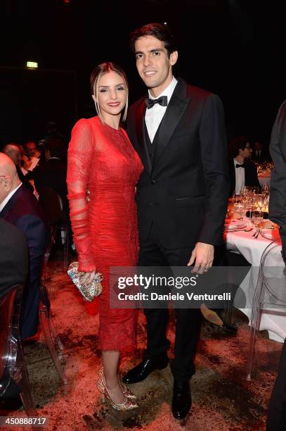 Ricardo Kaka and Caroline Celico attends the Fondazione Milan 10th Anniversary Gala on November 20, 2013 in Milan, Italy.