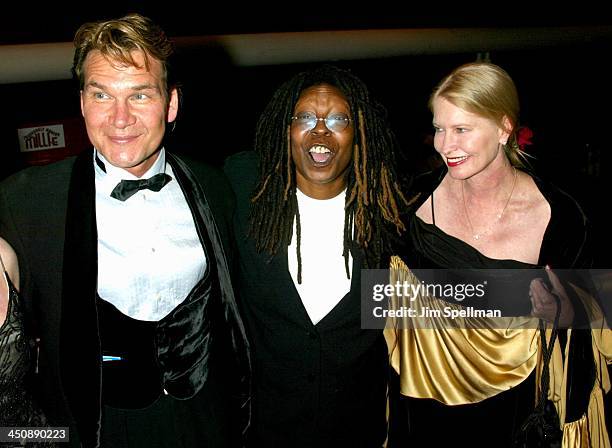 Patrick Swayze, Whoopi Goldberg & Lisa Niemi during New York Opening Night Of Thoroughly Modern Millie at Marriott Marquis Theatre and Ballroom in...
